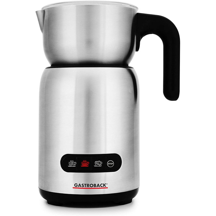 Індукційний електричний спінювач молока GASTROBACK Design Milk and Chocolate Advanced 650 Вт, 1 л, для гарячого шоколаду, чорний/сріблястий