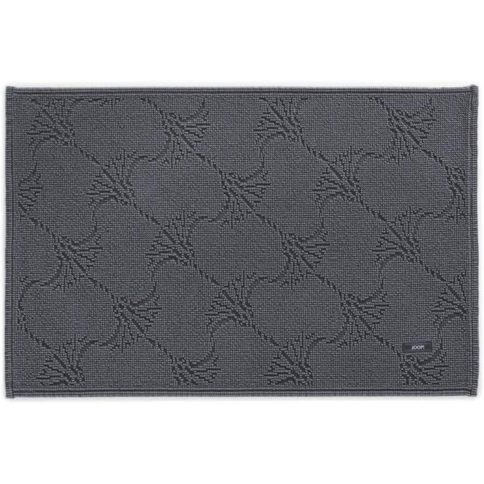 Килимок для ванної Joop! NEW Cornflower 70x120 см, світло-антрацитовий, 100% бавовна, прямокутний, м'який, зносостійкий, 6 мм, Португалія