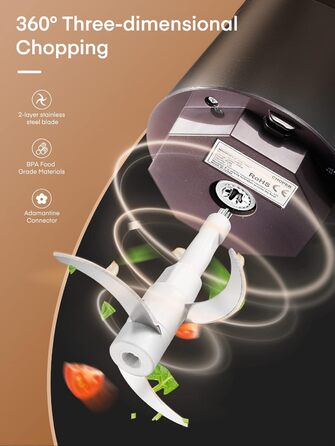 Електричний подрібнювач для кухні FOHERE 350 Вт, 2 швидкості, чаша 2.5 л з нержавіючої сталі, 4 леза для м'яса, цибулі та овочів