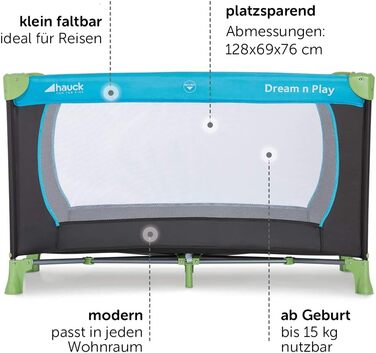 Дитяче складне ліжечко Hauck Dream n Play з матрацом, синє, для подорожей