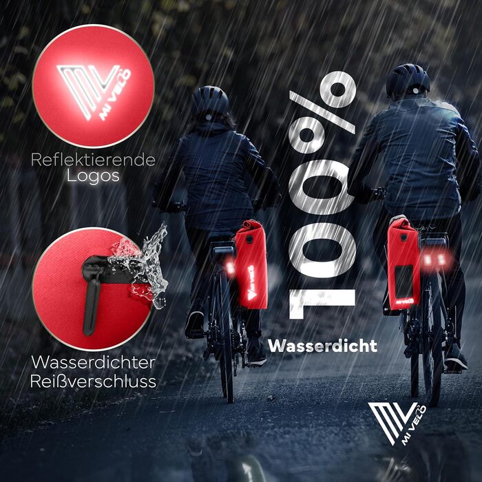 Велосумка MIVELO для багажника 3в1: рюкзак, сумка через плече, водонепроникна, без ПВХ, з відділенням для ноутбука, червона