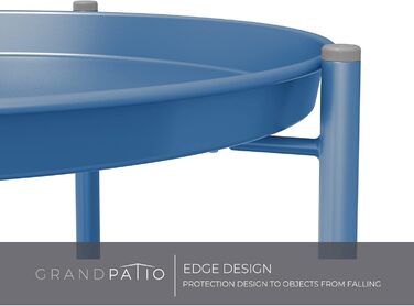 Металевий журнальний стіл Grand patio, 2-рівневий, знімна полиця, 45x45x53 см, для вітальні, спальні, саду, синій павич