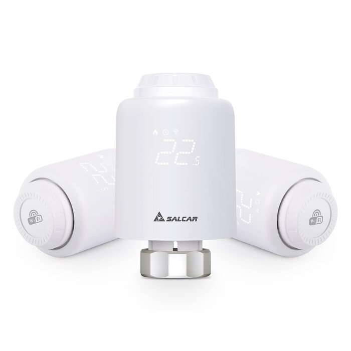 SALCAR Smartes WiFi термостати для радіаторів TRV603 – програмований термостат опалення, сумісний з Alexa та Google Assistant, Tuya Smart, без шлюзу (3 шт)