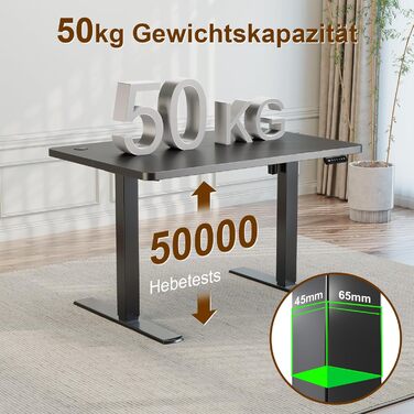 Електричний регульований стіл JUMMICO 100x60 см, чорний, з USB-портом для зарядки, ергономічний