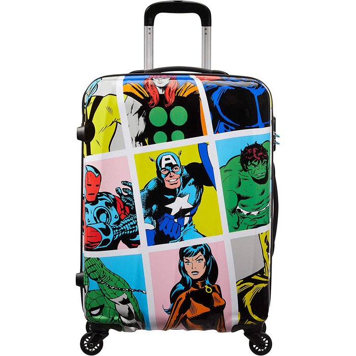Середня валіза American Tourister Marvel Legends Spinner 65 см, 62,5 л, мультиколор (Marvel Pop Art), для подорожей