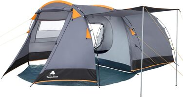 Сімейний намет CampFeuer Zelt Super+ на 4 особи: великий тунельний намет з 2 входами, тамбуром та водостійкістю 3000 мм, сірий