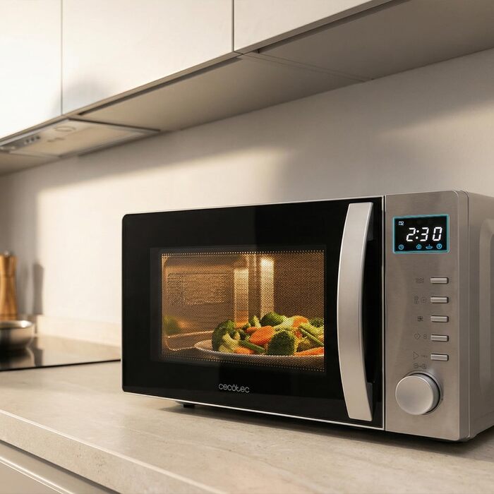 Мікрохвильова піч Cecotec Proclean 5105 Silver 20л з грилем, технологією 3DWave та функцією розморожування, сіра