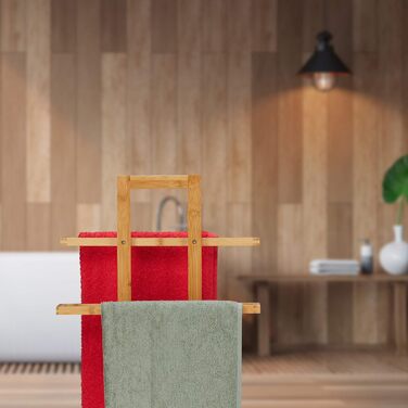 Підлогова стійка для рушників Relaxdays з бамбука, 2-рівнева, натуральний колір, 88x35,5x23,5 см