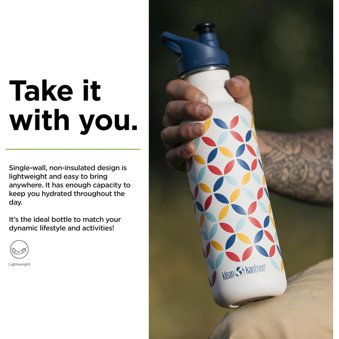 Спортивна пляшка для води Klean Kanteen Classic Retro-Punkt, сталева, 800 мл