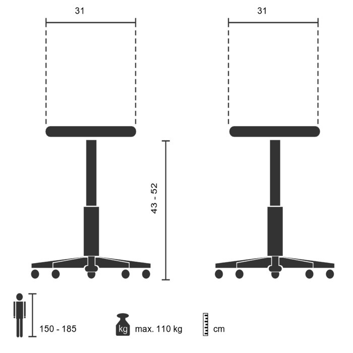 Табурет / Допоміжний засіб для стояння BALANCE SIT II W Тканина Білий / Сірий HJH OFFICE