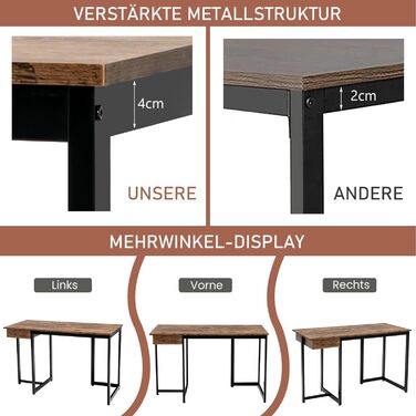 Комп'ютерний стіл COSTWAY, дерево, вінтажний коричневий, 120x55x75 см