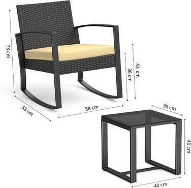 Набір меблів для саду Bealife, Lounge для балкона на 2 особи, меблі для балкона, тераси, внутрішнього двору, веранди, біля басейну, бежевий