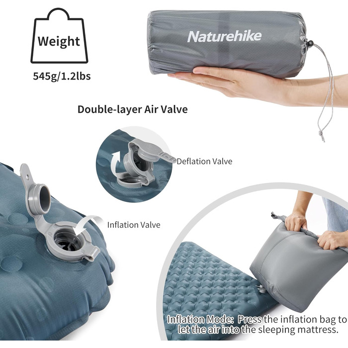 Туристичний килимок Naturehike Thermal 3.5R, ультралегкий, самонадувний, для кемпінгу, 4 сезони, -6℃, з надувною сумкою, висока ізоляція для зими