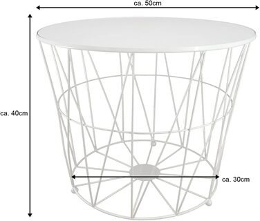 Журнальний стіл PrimoLiving Design XL, білий металевий кошик з дерев'яною кришкою, 50x40 см, стіл з місцем для зберігання, сучасний декор