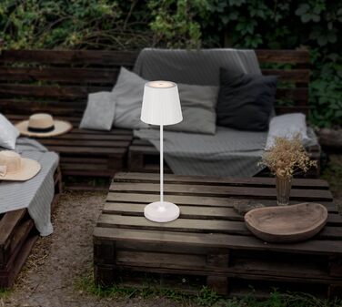 LED настільна лампа EGLO Cabozo для вулиці, торшероподібна, сенсорне керування, диммування, USB-порт, пластик, тепле біле світло, IP44