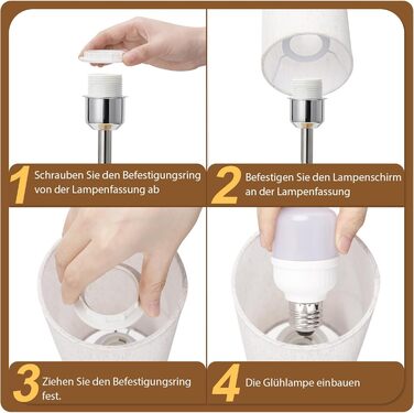 Настільна лампа Kakanuo з димером, сенсорним керуванням, USB-A+C, LED, комплект 2 шт., лляний абажур, для спальні, вітальні, офісу, бежевий колір