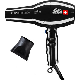 Фен для волосся Solis Swiss Perfection 440, 2300 Вт, іонний, 3 температури, 2 швидкості, холодне повітря, AC-мотор, чорний