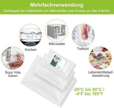 Пакети для вакууму Bonsenkitchen Profi VB3205 (150 шт., 15x25, 20x30, 28x40 см) - для харчових продуктів, Sous Vide, BPA-free