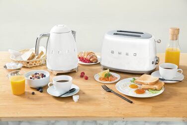 Тостер Smeg TSF01CREU Білий, 2 відділення, 6 рівнів підсмажування, функція розморожування та підігріву, 950 Вт