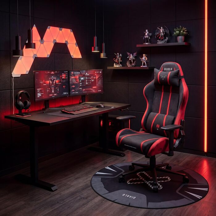 Ігрове крісло Diablo Gaming тканинне для дітей та підлітків, з 3D-підлокітниками, розмір L, колір Bloody Mary