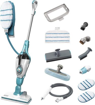 Парова швабра Black+Decker STEAMITT 13-в-1 з ручним пароочисником, рукавичкою, 12 насадками, 1300 Вт, резервуар 500 мл, нагрів 15 сек