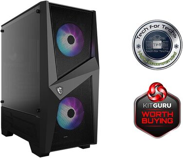 Корпус MSI MAG FORGE 100R Mid-Tower ATX, чорний, з RGB підсвіткою, 2x USB 3.1, 2x 120 мм A-RGB вентилятори, 1x 120 мм вентилятор