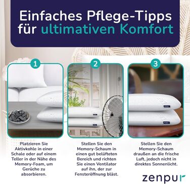 Подушка ортопедична для шиї ZenPur 40x60x13 см (2 шт) з піни Memory Foam - сертифікат Oeko-TEX