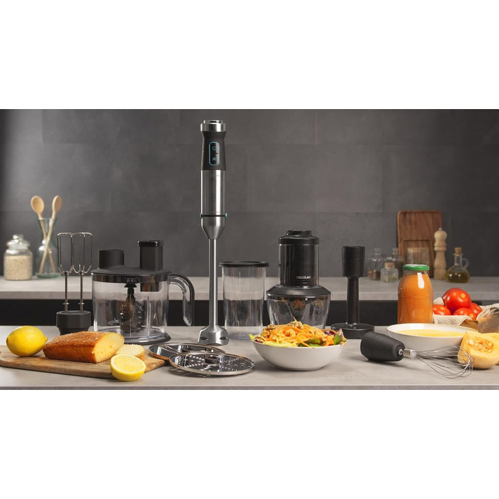 Блендер Cecotec Stabmixer Power TitanBlack 1500 XL Cream - 1500 Вт, CrossBlades, XL-фут, захист від бризок, 8 аксесуарів