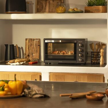 Конвекційна піч Cecotec 46 літрів Bake&Toast 4600 White Gyro. 2000 Вт, внутрішнє освітлення, 12 функцій, температура до 230º, подвійне скло, з поворотним шампуром, білий (чорний, 45л)