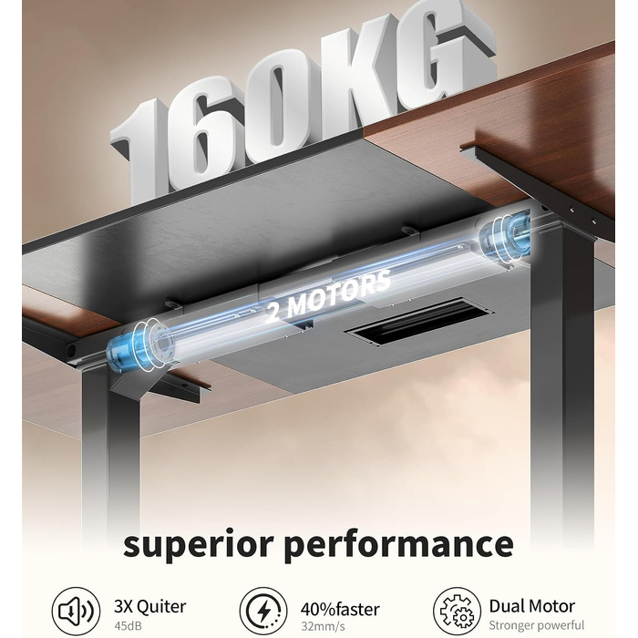 Електричний підйомний стіл MAIDeSITe SC2 Pro 180x80 см, регульований робочий стіл з 2 моторами, 4 пам'яттю та стільницею (Горіх + Чорний каркас)