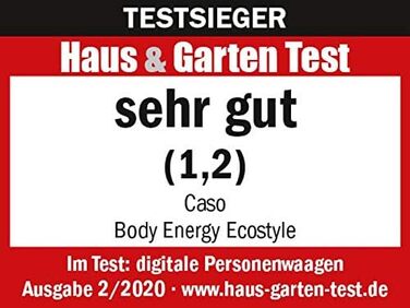 Ваги для тіла CASO Body Energy Ecostyle, батарейок не потрібно, скляна поверхня, до 180 кг, точність 100 г, дизайнерські електронні ваги