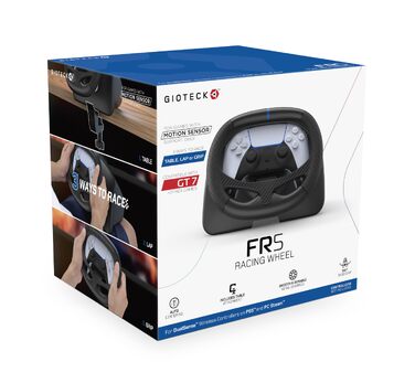 Рульове колесо Gioteck FR5 Racing Wheel для PS5, PC, Steam Deck: Док-станція для DualSense/DualEdge, Автоматичне центрування, Підтримка GT7
