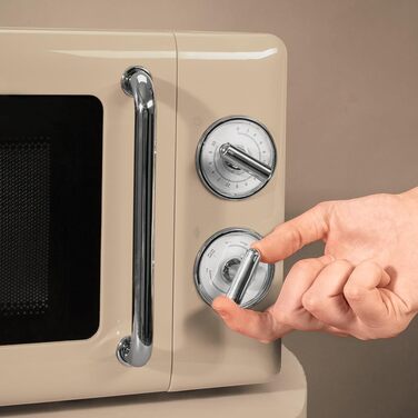 Мікрохвильова піч Cecotec Proclean 3010, 20 л, 700 Вт, механічне керування, ретро-дизайн, бежевий, 6 режимів, таймер 30 хв, режим розморожування, сталевий корпус