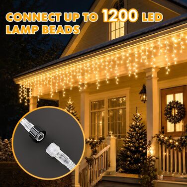 Світлодіодна гірлянда-завіса MAGGIFT 15м, 600 LED для вулиці та дому, різдвяна ілюмінація з пультом, таймером та 8 режимами, IP44 водонепроникна