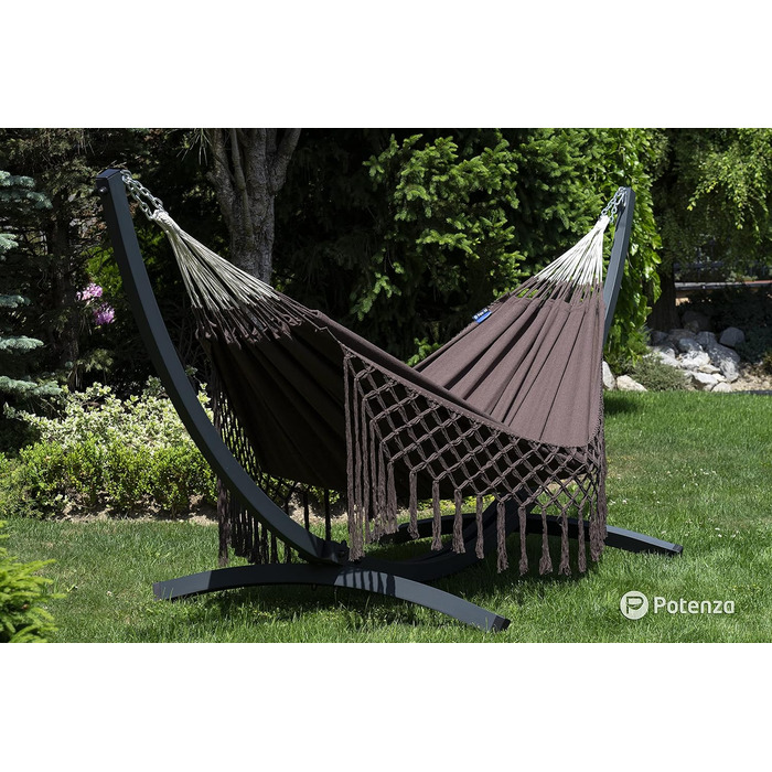 Двомісний гамак Potenza Medelin Boho з каркасом, 100% бавовна, 230x160 см, до 200 кг, для вулиці, подвійний, стійкий до погодних умов