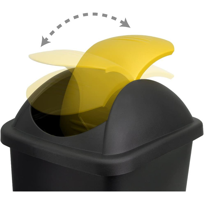 Смітник Stefanplast з маятниковою кришкою, 60 л, чорний/жовтий