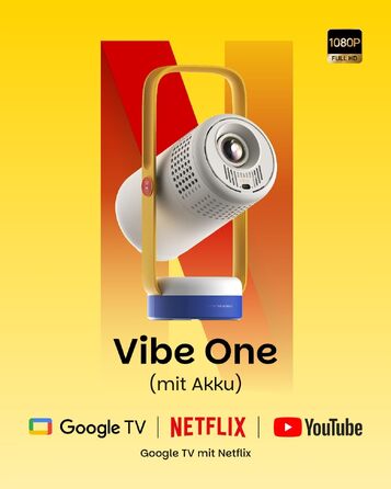 XGIMI Vibe One: Портативний міні-проектор 1080p з Google TV, JBL, автофокусом та автокорекцією трапеції (Blue Spark)