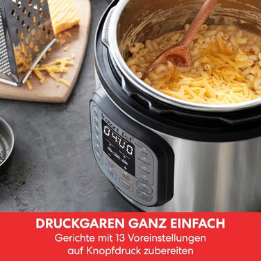 Мультиварка Instant Pot Duo 7-в-1, 5,7 л, електрична скороварка, рисоварка, йогуртниця, пароварка, повільноварка, з нержавіючої сталі, чорна