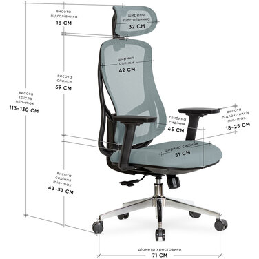 Крісло Mealux Flow Fabric Blue (арт. HF-B30 F/BL)