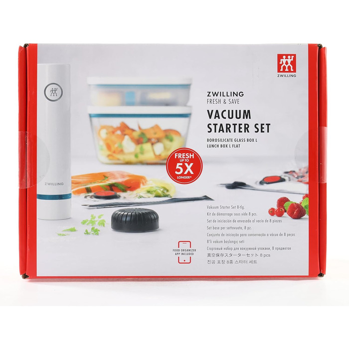 Вакуумний стартовий набір ZWILLING Fresh & Save, 8 предметів, скло, помпа, контейнери та пакети, колекція La Mer