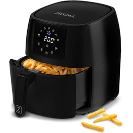 Аерофритюрниця ZEEGMA Knapper Pro Turbo 1400 Вт, 4,5 л, тефлонове покриття, 8 програм, швидке та здорове приготування, чорна