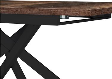 Розсувний обідній стіл LARS B&D Home, 120-160 x 80 см, на 4-6 осіб, з масиву дерева Texas-Eiche, чорний, для кухні/їдальні, індустріальний стиль