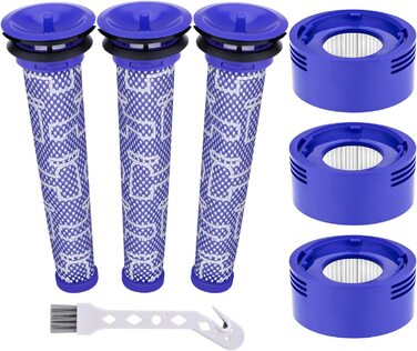 Набір з 3 HEPA фільтрів для пилососа Dyson V8/V7 Animal Absolute Motorhead, змінні післямоторний і передмоторний фільтри, аксесуари, сумісні з моделями #965661-01, #967478-01