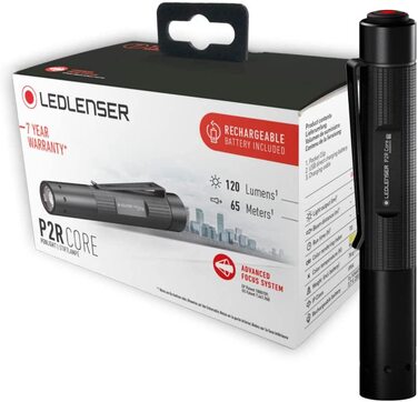 Ліхтарик Ledlenser P2R Core Mini LED, 120 люмен, акумуляторний, фокусування, 3 режими, 65 м, USB-зарядка, кліпса
