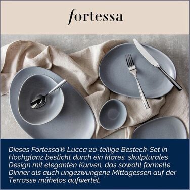 Набір столових приборів Fortessa Lucca 20 предметів, нержавіюча сталь, гранований дизайн