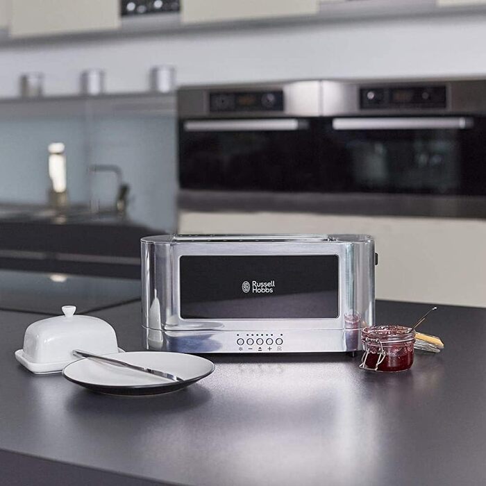 Тостер Russell Hobbs Elegance Glas/Нержавіюча сталь - 2 слоти, розморожування, підігрів, 6 режимів