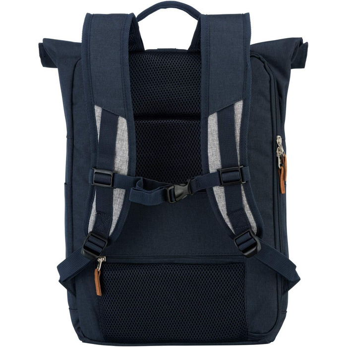 Рюкзак travelite для ручної поклажі, для ноутбука 15,6'', BASICS, дорожній рюкзак Rolltop, 60 см, 35 л, синій/сірий