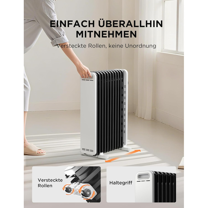Масляний радіатор Midea NY2311-24UR, 2300 Вт, 11 секцій, з пультом ДК та LED-дисплеєм, чорний