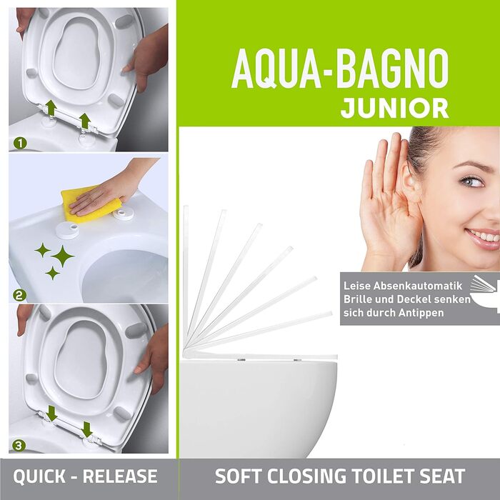 Універсальний унітазний кришка-сидіння Aqua Bagno для сім'ї з мікроліфтом і знімним дитячим сидінням, форма O