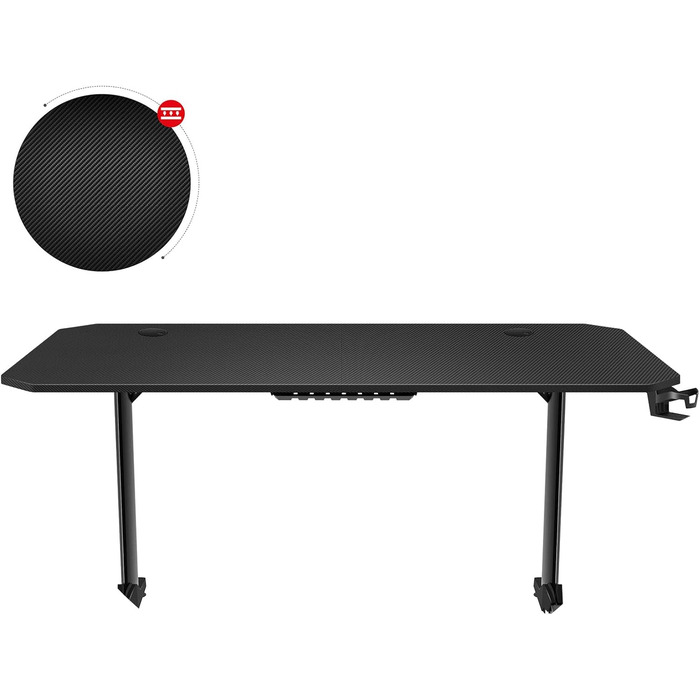 Ігровий стіл Huzaro Hero 4.7 XXL 160x75 см, карбон, з органайзером для кабелів та килимком для миші, чорний, для геймерів, комп'ютерний, офісний